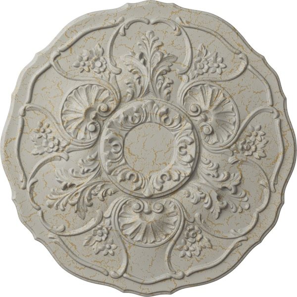 Ekena Millwork Cornelia Ceiling Medallion (Fits Canopies up to 4"), 22 1/2"OD x 1 1/2"P, Pot of Cream Crackle CM22CNPCC - main